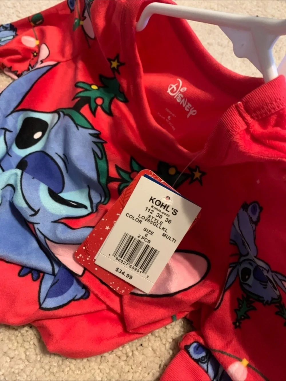 NWT. DISNEY Stitch Holiday Pajama Set